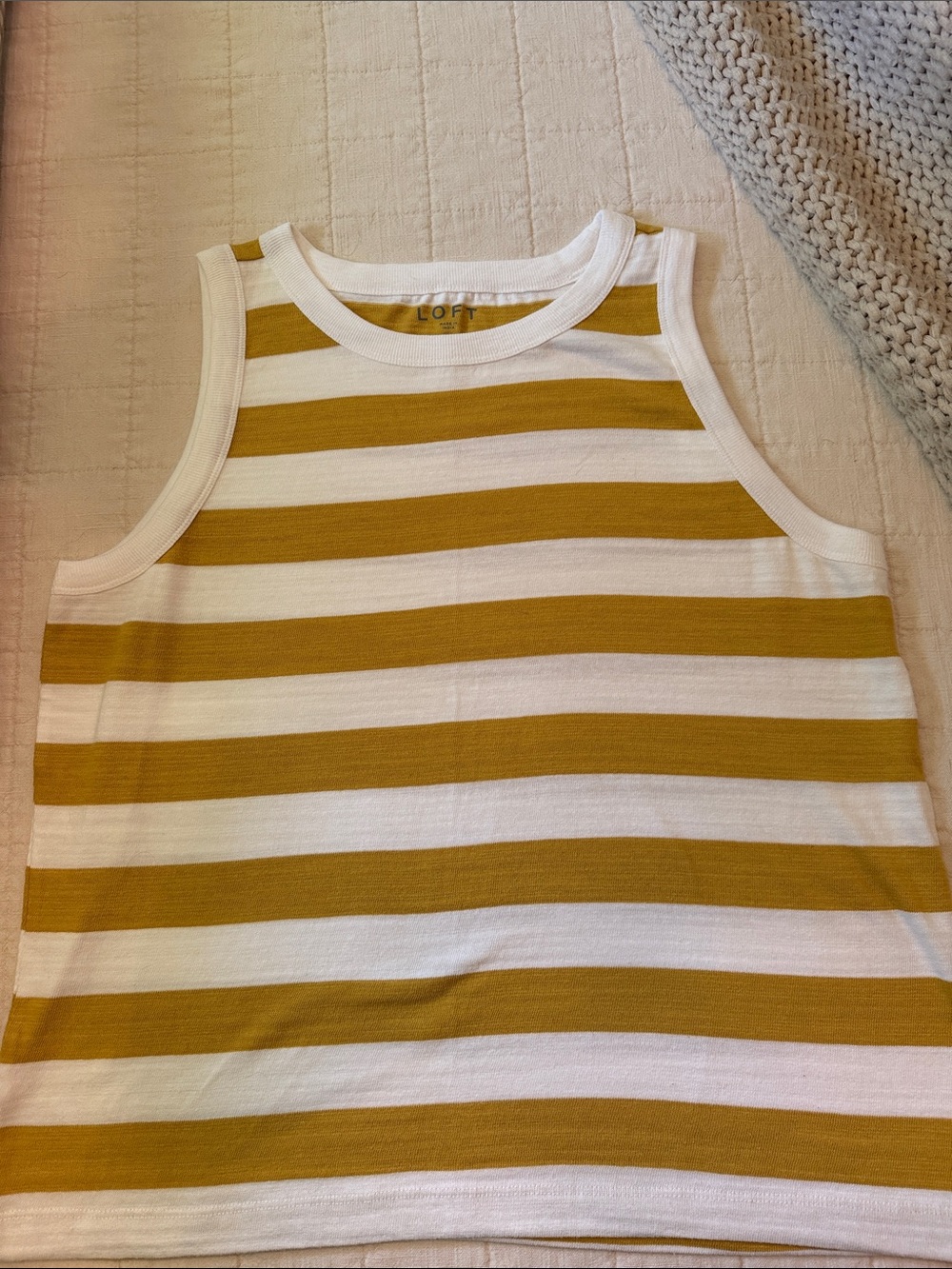 LOFT Mustard Yellow & White Striped Tank